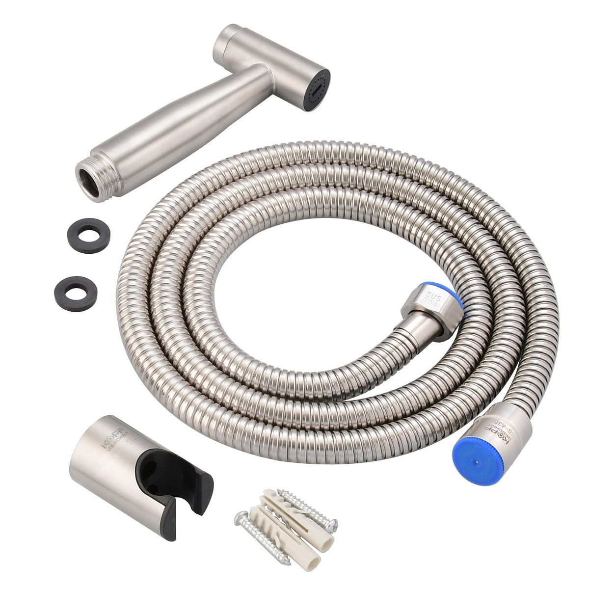 Комплект гигиеническая лейка, держатель и шланг из нержавеющей стали SUS304 Kopfgescheit KG-A382 Kit
